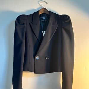 Zara Women's Elegant Black Double-Breasted Blazer